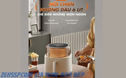 Nồi chiên không dầu 6L Bear QZG-F15G1 công nghệ nhiệt đối Lưu 360 độ