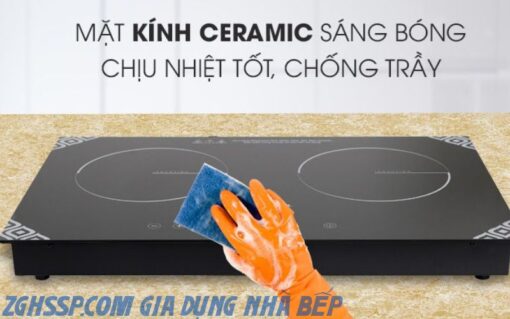 Bếp điện từ đôi Kangaroo KG498N nổi bật với thiết kế mặt kính Ceramic sang trọng và hiện đại.