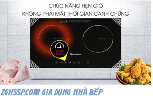 Bếp điện từ đôi Kangaroo KG498N cao cấp mặt kính Ceramic